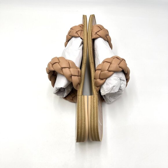 Dolce‎ Vita Size 6 Vegan Leather Beige Tan Nude Braided Woven Flat Sandals Shoes - Picture 8 of 13